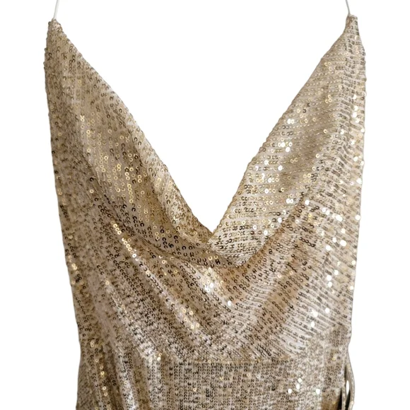 asos gold sequin maxi dress Rent Asos Design High Neck Embellished Midi Dress In Plisse Sequin In Gold